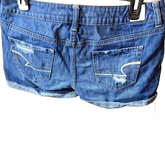 AEO American Eagle Cutoff Denim Distressed Shorts Size 4 - Picture 7 of 16